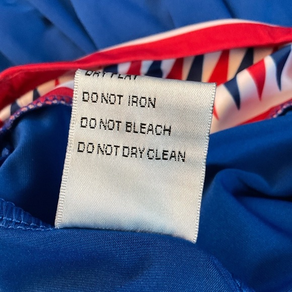 Tracy Negoshian Tunic Dress Blue Jersey Pockets Size L NWT Preppy USA Americana - Picture 10 of 10